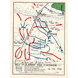 LONDYN, CYCÓW. Zestaw 2 kart pocztowych: 1) plan bitwy pod Cycowem (16 VIII ...