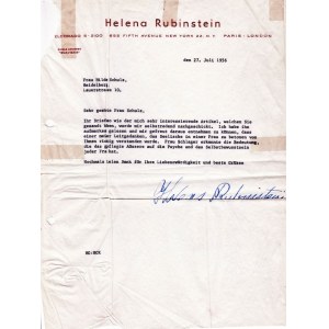 RUBINSTEIN, HELENA. Korespondencja Heleny Rubinstein z Hilde Schulz: 1) firmowa ...