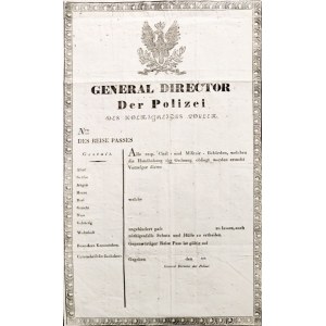 WARSZAWA. Blankiet paszportu, Królestwo Polskie, przed 1831; filigran, całość ...