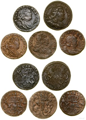 Poland, set of 5 x shekels, 1751 S, 1752 (?), 1753 P, 2 x 1754 H, Gubin