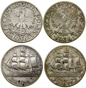 Poland, set: 2 x 2 gold, 1936, Warsaw