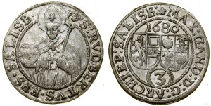 Austria, 3 krajcars (penny), 1680, Salzburg