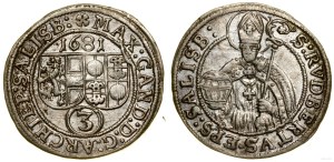 Austria, 3 krajcars, 1681, Salzburg