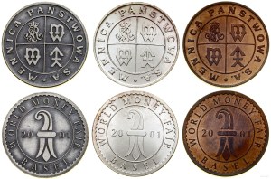 Poland, set of 3 tokens, 2001, Warsaw