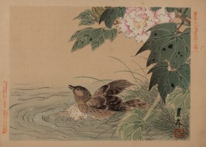 Imao Keinen (1845 - 1924), Duck in the bath from the album 