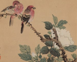 Imao Keinen (1845 - 1924), Bird and white flower from the album 