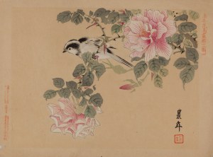 Imao Keinen (1845 - 1924), Bird and rose from the album 