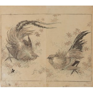 Ichikawa Kansai (1748 - 1819 ), Koguty z cyklu Kansai Gafu, 1891