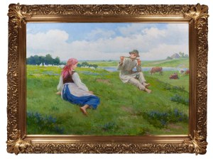 Emil Lindeman (1864 - 1945), Shepherds in the Meadow
