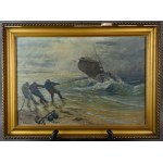 Antoni KIERPAL (1898-1960), "Pulling a boat ashore," 1930s.