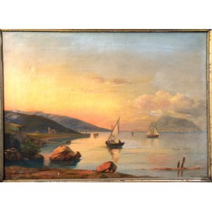 Johan Carl Christian BROSBOLL (1816-1900), Baie au coucher du soleil, 1878.