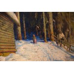 Zakopane - górska droga zimą, sygnowany, AN, lata 20/30-te.