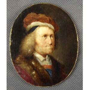 Miniatura Portret męski, XVIII w. na kości;