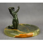 Porte-cartes de visite 'Nymphe', bronze, onyx, années 1920.