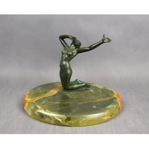 Porte-cartes de visite 'Nymphe', bronze, onyx, années 1920.