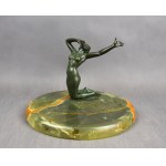 Porte-cartes de visite 'Nymphe', bronze, onyx, années 1920.