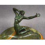 Porte-cartes de visite 'Nymphe', bronze, onyx, années 1920.