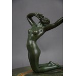 Porte-cartes de visite 'Nymphe', bronze, onyx, années 1920.