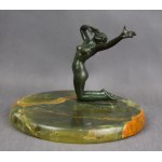 Porte-cartes de visite 'Nymphe', bronze, onyx, années 1920.