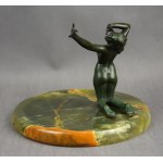 Porte-cartes de visite 'Nymphe', bronze, onyx, années 1920.