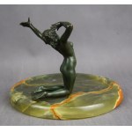 Porte-cartes de visite 'Nymphe', bronze, onyx, années 1920.