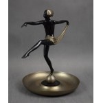 Figura z popielnicą Tancerka Art Deco, ELW Łódź, lata 30-te.