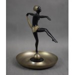 Figura z popielnicą Tancerka Art Deco, ELW Łódź, lata 30-te.