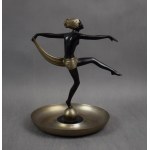 Figura z popielnicą Tancerka Art Deco, ELW Łódź, lata 30-te.