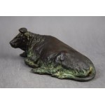 Sculpture Taureau au repos, Japon, Meiji, bronze, signée, vers 1900.