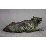 Sculpture Taureau au repos, Japon, Meiji, bronze, signée, vers 1900.