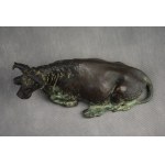 Sculpture Taureau au repos, Japon, Meiji, bronze, signée, vers 1900.
