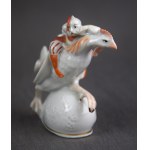 Figurka Twardowski na kogucie, proj. F. Kalfas, Ćmielów, lata 50-te.