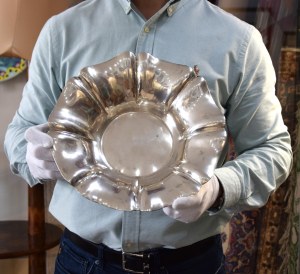 Art Deco platter, silver, AZETA Lviv, 1930s.