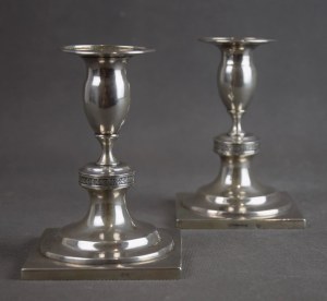 Pair of candlesticks, Suwalki, Abel Goldman, Silver, circa 1830.