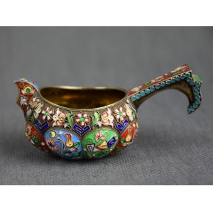 Kovsh, pr. 84 silver, enamel, Russia, early 20th century. (medium)