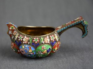 Kovsh, pr. 84 silver, enamel, Russia, early 20th century. (medium)