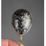 Set of 6 spoons, Pr. 84 Silver, Russia, Niello, 1860.