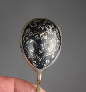 Set of 6 spoons, Pr. 84 Silver, Russia, Niello, 1860.