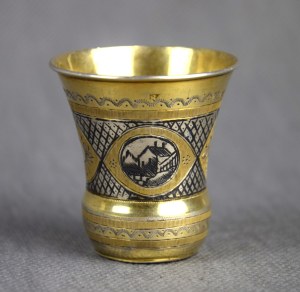 Cup, pr. 84 silver, Russia, niello, gilt, mid-19th century.
