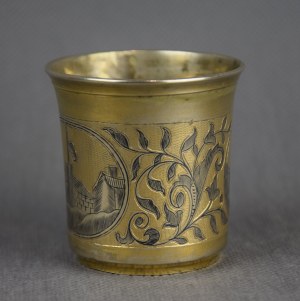 Gilt mug, niello, Russia, 19th century signed,