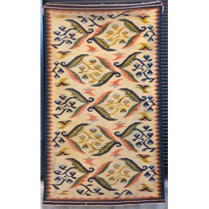 Kilim Ostre liście, proj. Roman ORSZULSKI, Kraków lub Zakopane, lata 30-te.