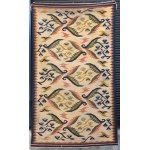 Kilim Ostre liście, proj. Roman ORSZULSKI, Kraków lub Zakopane, lata 30-te.