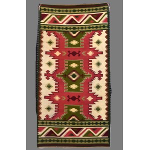 Kilim with geometric motif, Clay, Borderlands, 1930s.