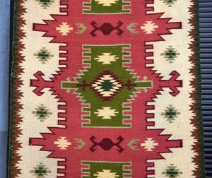 Kilim with geometric motif, Clay, Borderlands, 1930s.