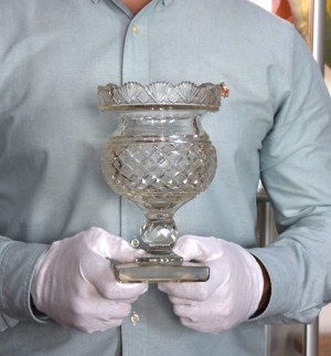 Biedermeier vase on foot, circa mid-19th century.