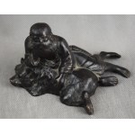 Figura Starzec i niedźwiedź, żeliwo, Kasli, 1906 r. Carska Rosja