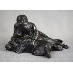 Figura Starzec i niedźwiedź, żeliwo, Kasli, 1906 r. Carska Rosja
