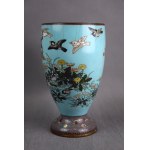 Cache pot with birds, cloisonné enamel, Japan, Meiji,