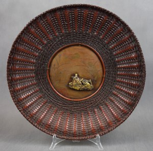 Braided bronze platter, Japan, Meiji, circa 1900.
