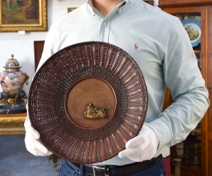 Braided bronze platter, Japan, Meiji, circa 1900.